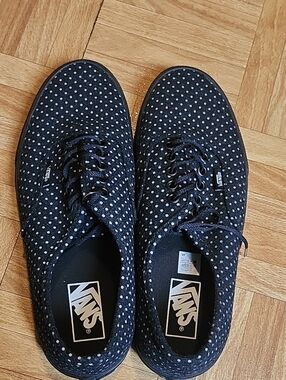 Fall is close!   Vans Black Sneakers w/ White Polka Dots  Size 8M /Women 9.5
